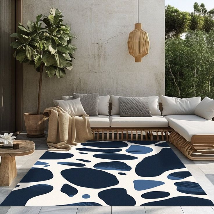 blue handtufted rug